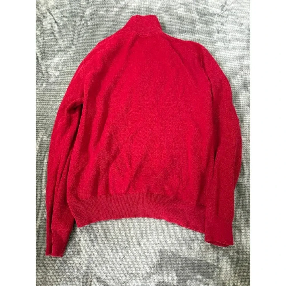 Polo Ralph Lauren Red Pima Cotton Quarter Zip Pullover Sweater Mens XL Pony Logo